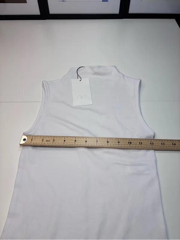 Zara White Sleeveless Mock Neck Tank Top NWT Size M - Image 9