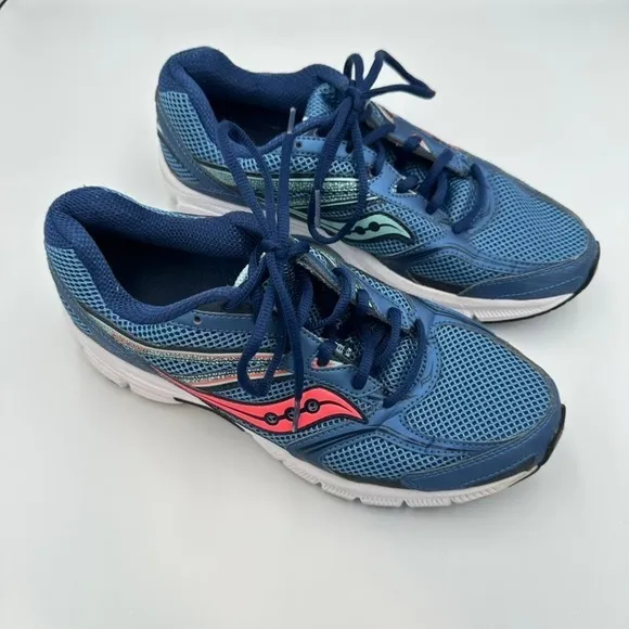 Saucony Cohesion 9 Womens Running Shoes Athletic Sneakers Blue Coral‎ Women's 10 - Image 4