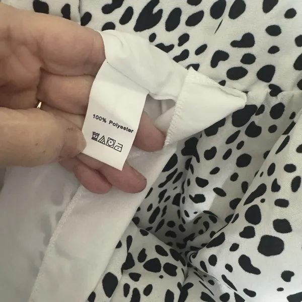 Dalmatian Tiered Polka Dot Mini Dress Spotted Black White Sz Small Spring Fun‎ - Image 7
