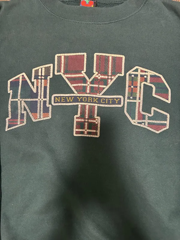 Vintage Disney Plaid New York Graphic Crewneck Sweatshirt - Image 2