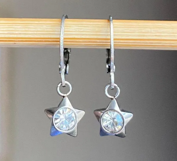 Handmade funky grunge y2k simple mini stainless star earrings 🌙 - Image 2