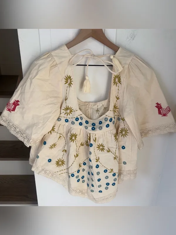 Free People Fairytale In The Mossy Forest Babydoll Tunic in Ivory Cream NWT - Image 4