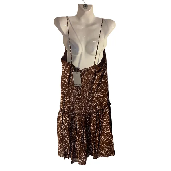 Reformation Citrus Brown Polka Dot Lace Trim Minidress 12 NWT Smoked Back Flirty - Image 3
