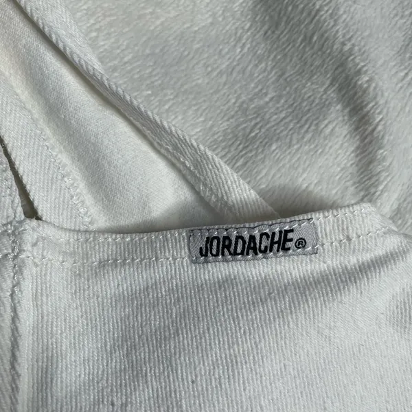 JORDACHE Vintage‎ White 9/10 Overall Dress Denim Jean Zip Up - Image 3