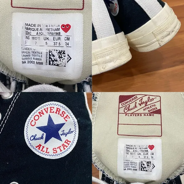 CONVERSE X Comme des Garçons PLAY High Top Chuck 70 Unisex Sneakers Women’s 7 - Image 15