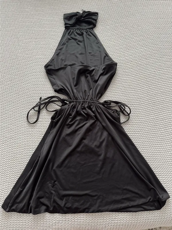 Oh Polly Eulalie High Neck Mini Dress Black - Image 2