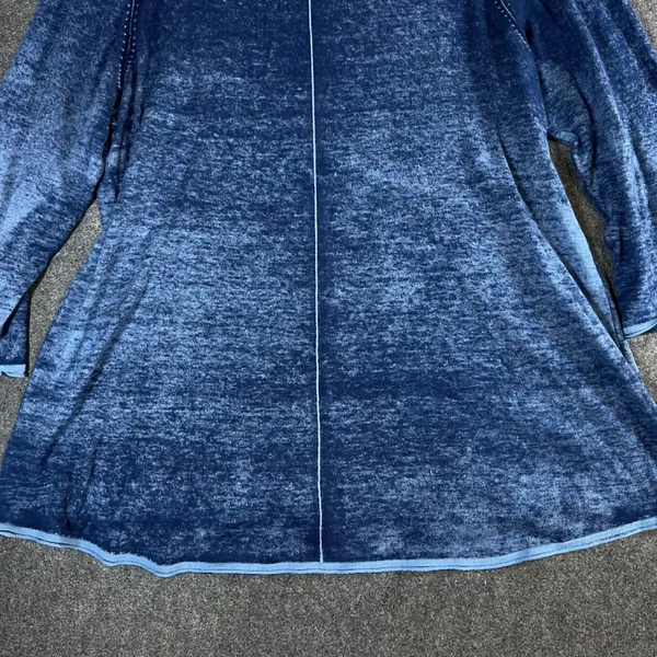 Habitat Clothes To Live In Blue Burnout Cotton V-Neck Top 3/4 Sleeve L Boho - Image 14