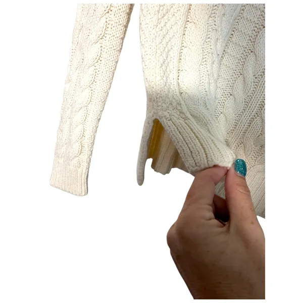 Lauren Ralph Lauren Cotton Cableknit Cream Sweater Women's Size Small - Image 4