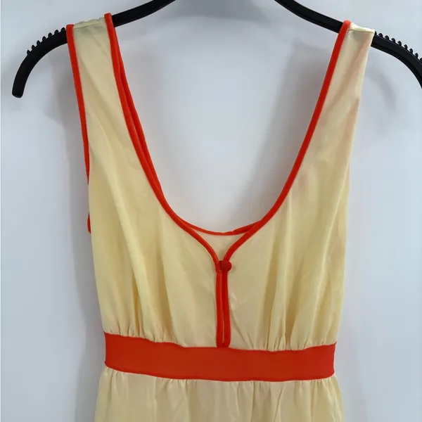 Vintage y2k sears 60s sheer nightgown yellow trim retro 70s dress 32-34 small - Image 2