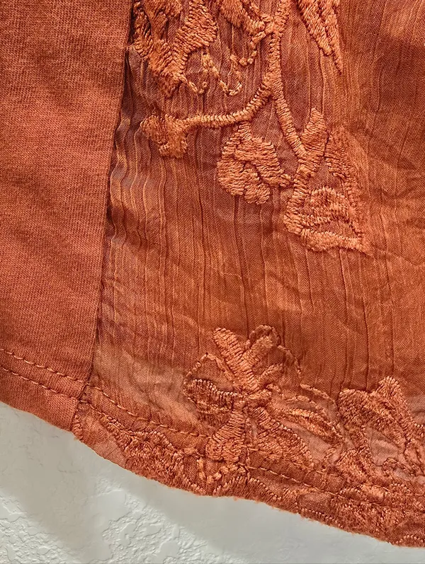 Anthropologie Tiny Noah Embroidered Lace Blouse Burnt Orange XS - Image 6