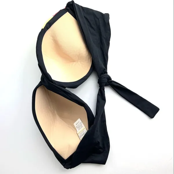 LSpace Black Contrast Geo Twist Bandeau Bikini Top D Cup Colorblock Y2K - Image 4