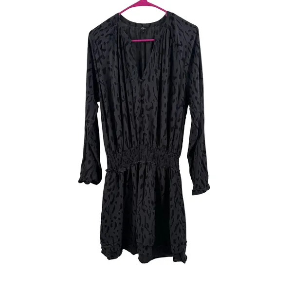 Rails Dress SZ Large Jasmine Ash Cheetah Animal Smock Waist Long Sleeve Button - Image 5