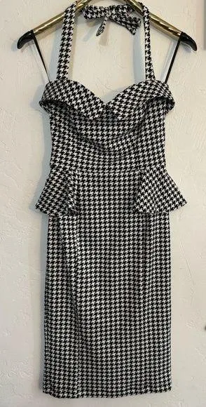 STARING AT STARS PIN UP BODYCON DRESS SMALL LIKE NEW houndstooth - Image 2