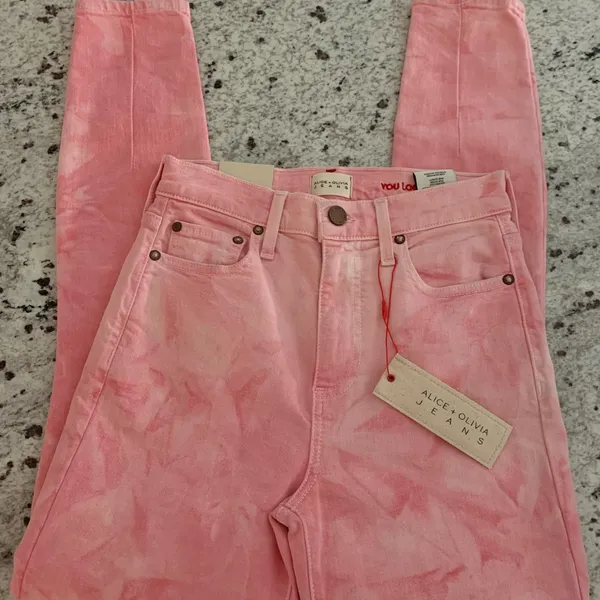 New Alice + Olivia high rise ankle skinny‎ crystal cloud pink jeans 24 - Image 2