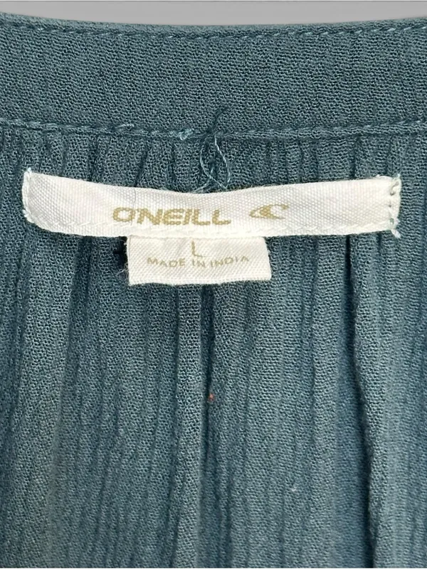 O’Neill Women’s Teal Blue Gauze Button Front Blouse Size L Boho Flowy Top - Image 8