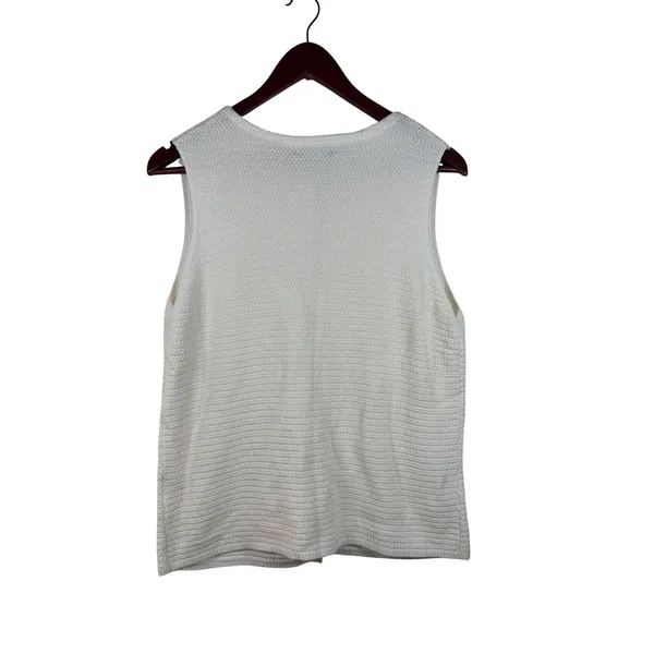 PrettyGarden Knit Sweater Vest S White Gold Button Textured‎ Sleeveless NEW - Image 6