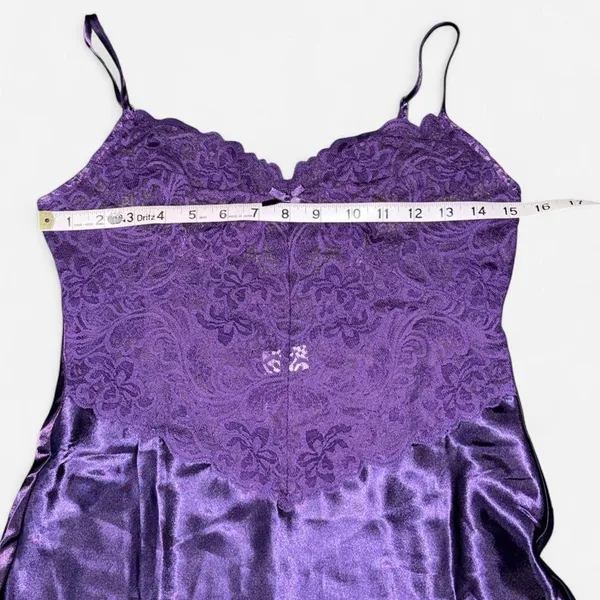 Source Unknown Royal Purple Lace and Satin Sexy Lingerie Mini Slip Dress, Size SMALL - Image 3