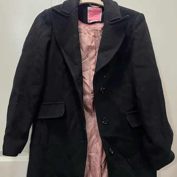 Kate Spade Black Wool Blend Notch Collar Coat Size Small $450 - Image 3