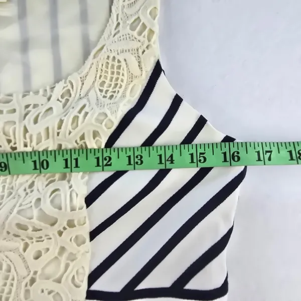 Maeve Anthropologie‎ Striped Lace Bib Fit Flare Dress Black White Size 6 - Image 8