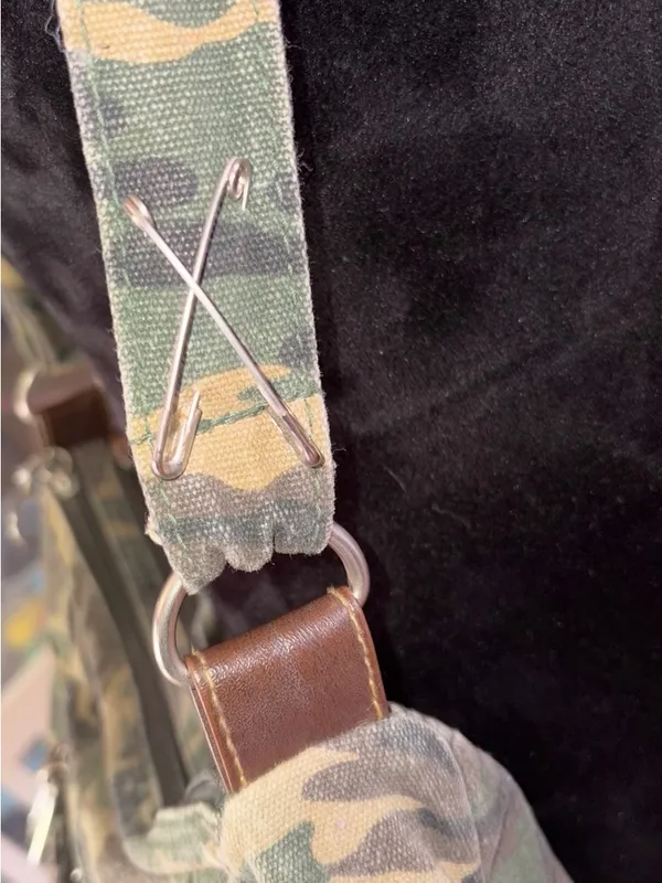Vintage Y2K 2000’s Camouflage Canvas Shoulder Bag with junk pins - Image 4