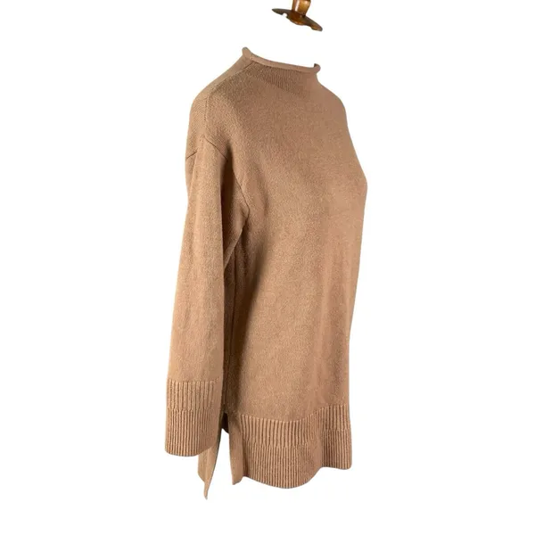 Moth Tan Mock Neck Pullover Sweater Long Sleeve‎ Ribbed Hem Soft Knit XS - Image 4