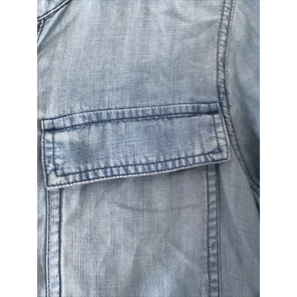 J Crew Chambray Denim Popover Tunic Dress Womens S Light Blue Utility‎ Cotton - Image 6