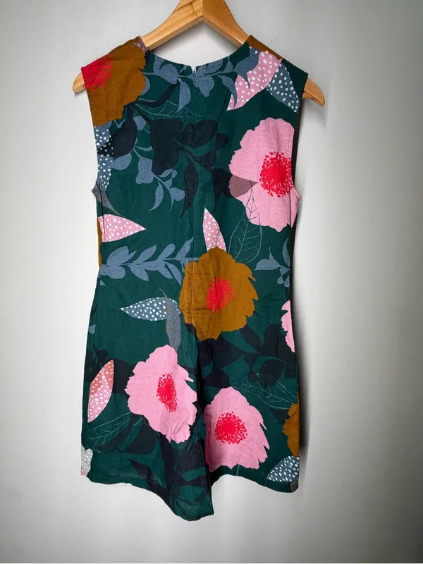 Anthropologie Floral‎ Linen Blend Shift Dress Artsy Botanical Boho Lagenlook PM - Image 7