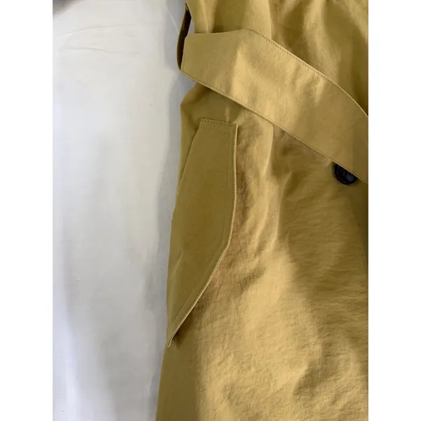 A New Day‎ Womens Large Mustard Yellow Double Breasted Trench Coat with Belt - Image 6
