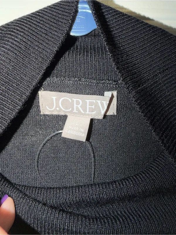 J. Crew Carolyn turtleneck sweater in merino wool Black size Large - Image 5