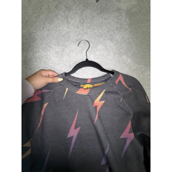aviator nation lightning bolt sweatshirt all over print crew neck medium - Image 10