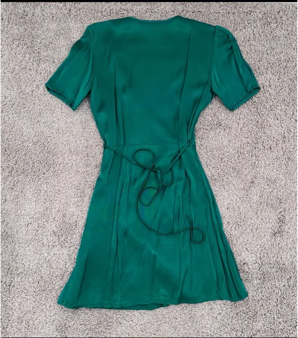 Privacy Please Emerald Green Wrap Mini Dress - Image 5