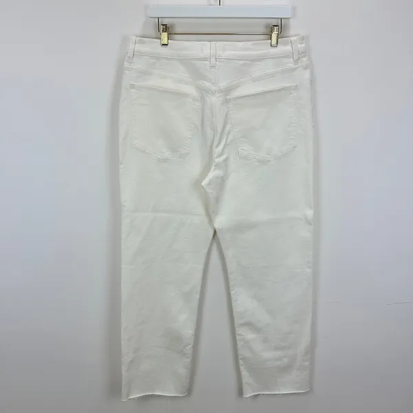 Madewell 90s Straight Crop Jean Tile White High Rise Raw Hem Women US 32 NWT - Image 9