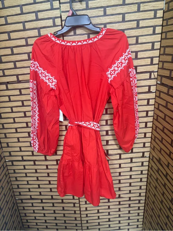 Time and tru red embroidered dress size medium - Image 2