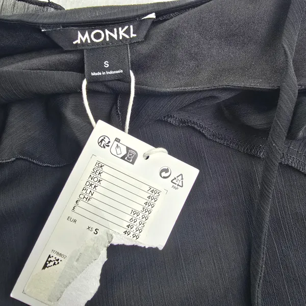 Monki NWT 46P Black Asymmetric Ruffle Midi Dress with 3D Flower Rosette Size S‎ - Image 4