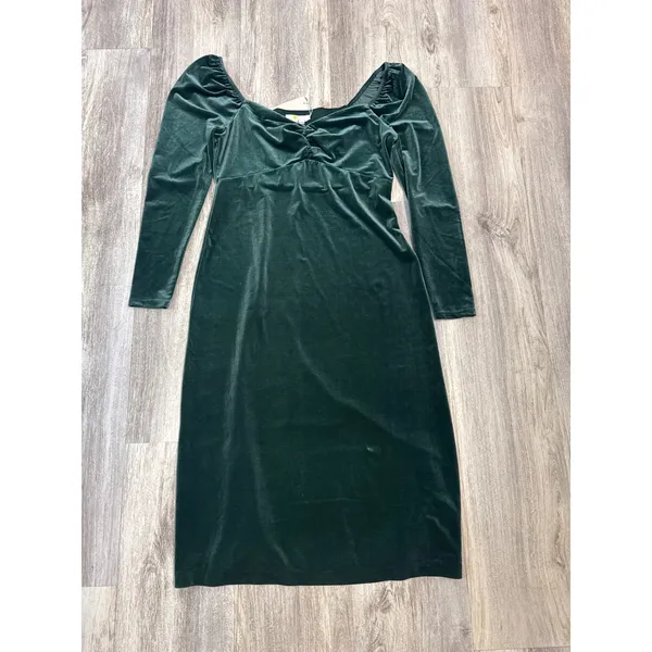 Boden Womens Forest Green Velvet Ruched Sweetheart Midi Dress Size 10 NEW‎ - Image 5