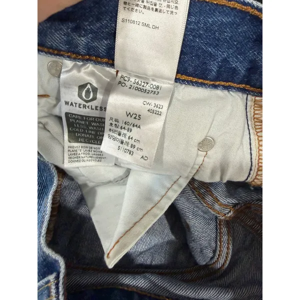 Levis 501 High Rise Distressed Denim Shorts Medium Wash Blue Size 25 Button Fly - Image 8