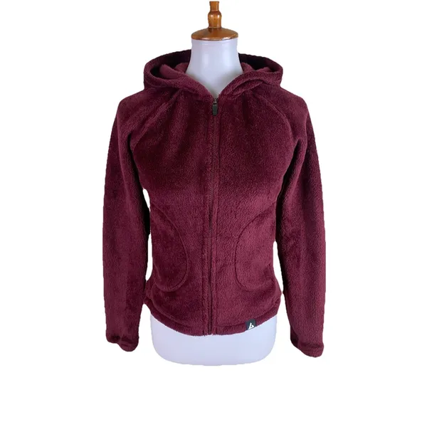 American Giant Burgundy Fleece Zip Hoodie Cozy USA Made XS - Image 2