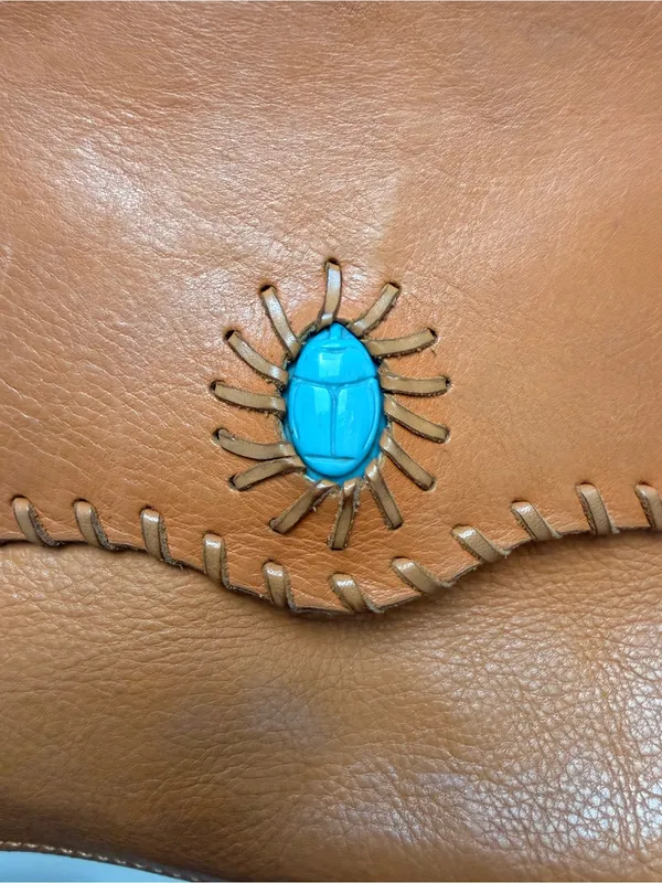 Rebecca Minkoff Western Boho Leather Crossbody | Turquoise Detail‎ | Saddle Tan - Image 3