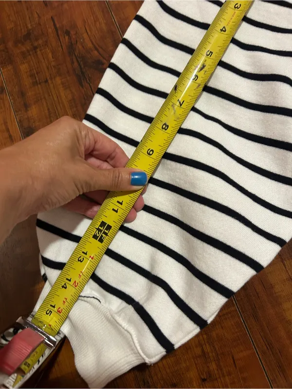 Amazon Essentials Cream and Black Striped Long-Sleeve Sweatshirt - Image 6