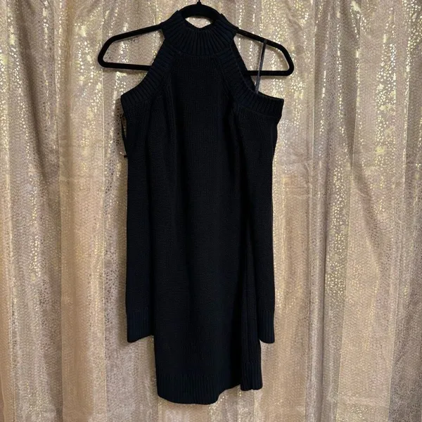 Abercrombie & Fitch Black Cold Shoulder Long Sleeve Sweater Dress XS - Image 6
