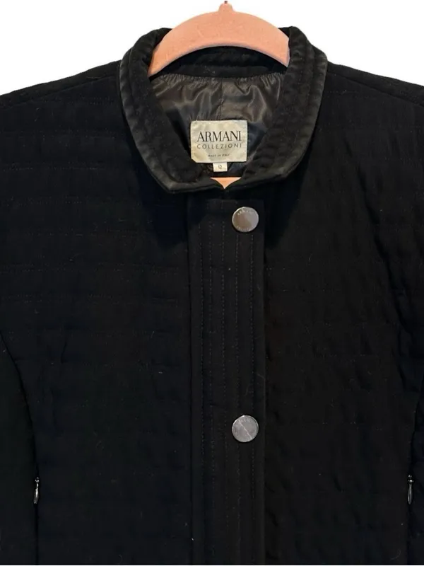 Armani Collezioni Black Quilted Jacket 90s Minimalist Size 12 Large - Image 5