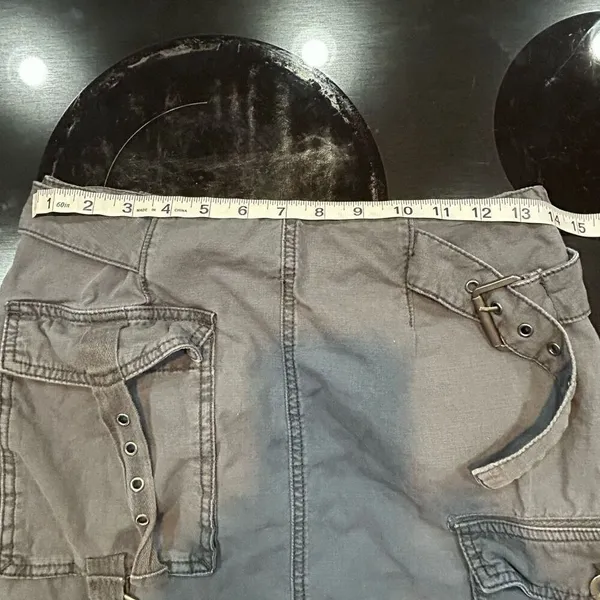 Free People Utility Cargo Mini Skirt Dark‎ Gray Belted Pockets Size 4 - Image 4