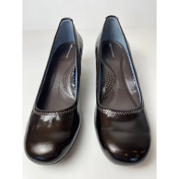 Rockport Shoes Women 9 Brown Leather Dynamic Suspension Wooden Heel Pumps Career - Image 4