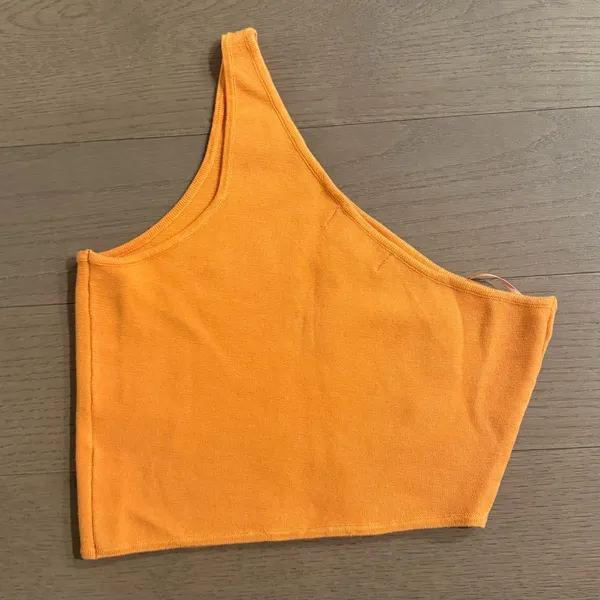 House of Harlow Orange One-Shoulder Asymmetrical Crop Top - Image 2