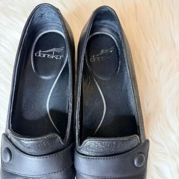 Dansko Olena Shimmer Leather Slip On Clogs Size 38 - Image 5