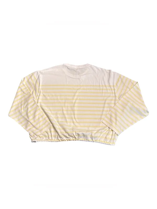 Madewell women’s The Perfect Tie-Waist Tee Jersey yellow white stripe Size L NWT - Image 5