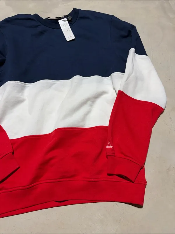 Eleven Paris NWT Tanner Colorblock Crewneck sweatshirt Navy White Red large - Image 5