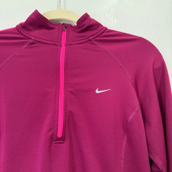 Nike Dri Fit Pink Half Zip Pullover Long Sleeve Size Medium - Image 3
