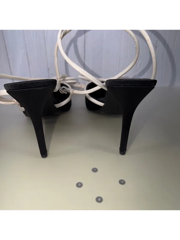 Gianni Bini Black White Bow Slingback Heels 10M - Image 6