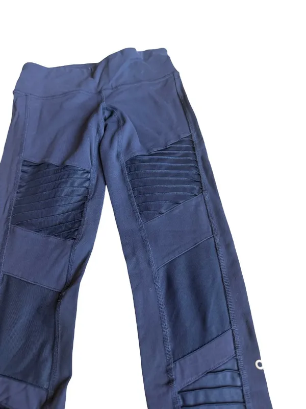 Alo Yoga High-Waisted Moto Leggings Navy Stretch Ankle Length Workout Size XS - Image 7